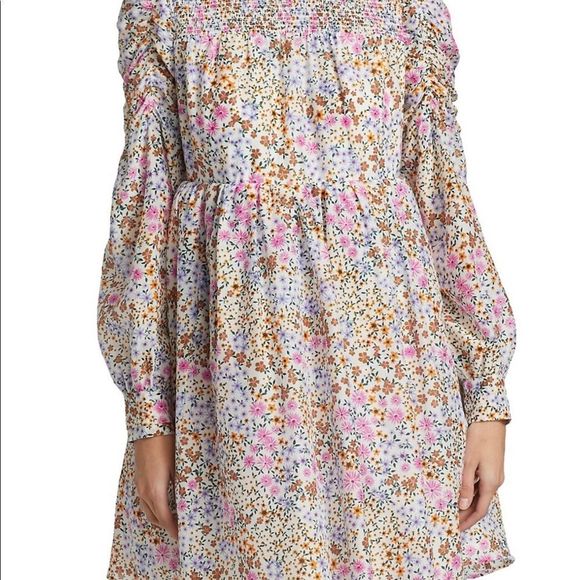 MUNTHE Womens Correct Smocked Floral Mini Dress Size 6 - Picture 6 of 16